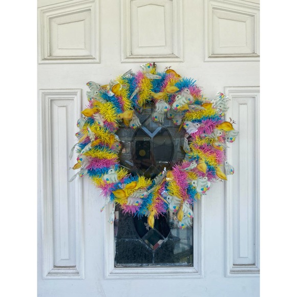 DIY Spring Wreath Base Bunnies Tinsel Garland Wreath Frame Wreath Form xxx - Picture 1 of 8